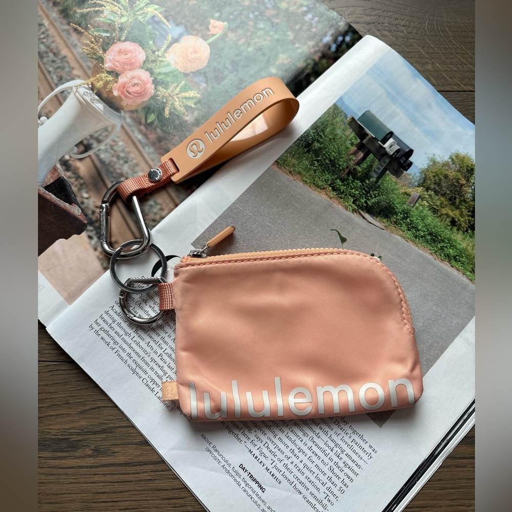 Lululemon Clippable Card Pouch/Wristlet In Peach Bellini